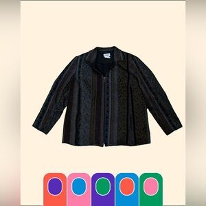 Men's Lightweight Striped Jacquard Zip Jacket - Black & Brown